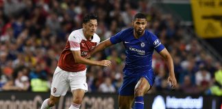 Mesut Ozil of Arsenal and Ruben Loftus Cheek of Chelsea