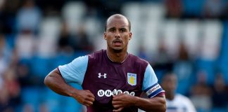 Gabriel Agbonlahor of Aston Villa during the Pre-Season Friendly between AFC Telford United and Aston Villa at New Bucks Head Stadium