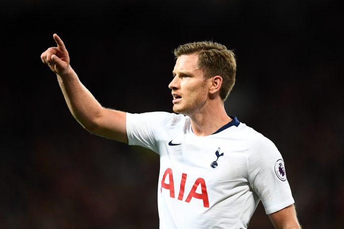 Jan Vertonghen of Tottenham Hotspur reacts during the Premier League match between Manchester United and Tottenham Hotspur at Old Trafford