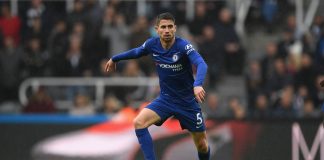 Chelsea player Jorginho in action during the Premier League match between Newcastle United and Chelsea FC at St. James Park