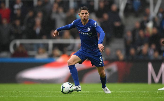 Chelsea player Jorginho in action during the Premier League match between Newcastle United and Chelsea FC at St. James Park