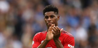Marcus Rashford of Manchester United applauds fans