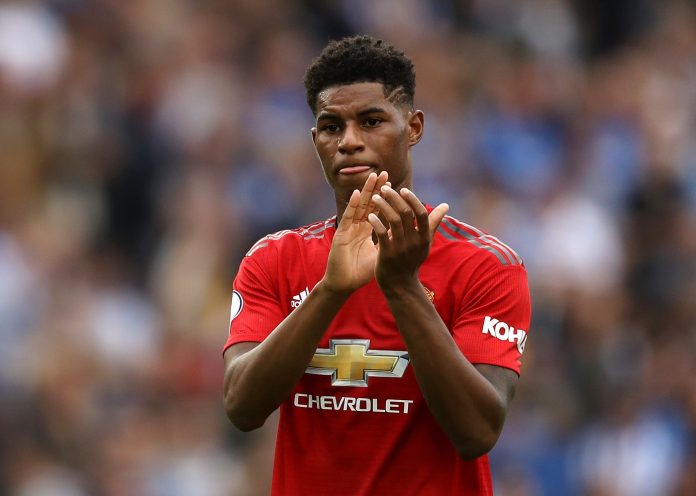 Marcus Rashford of Manchester United applauds fans