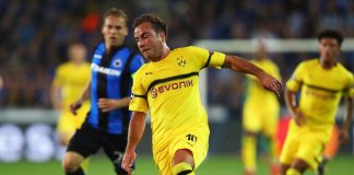 Mario Gotze of Borussia Dortmund in action during the Group A match of the UEFA Champions League between Club Brugge and Borussia Dortmund at Jan Breydel Stadium