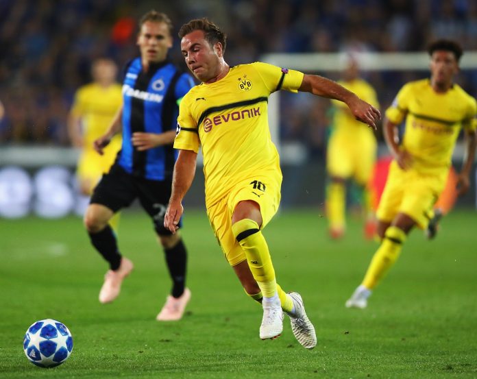 Mario Gotze of Borussia Dortmund in action during the Group A match of the UEFA Champions League between Club Brugge and Borussia Dortmund at Jan Breydel Stadium