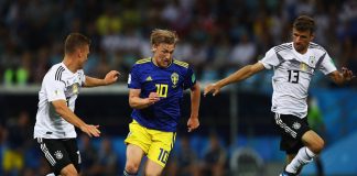 Emil Forsberg of Sweden and RB Leipzig