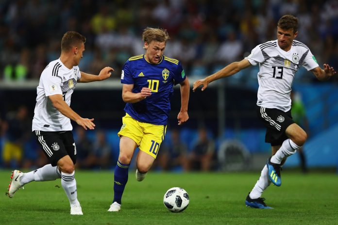 Emil Forsberg of Sweden and RB Leipzig