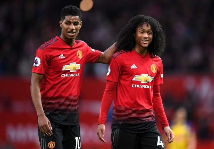 Marcus Rashford and Tahith Chong of Manchester United