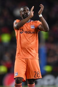 Tanguy Ndombele of Olympique Lyonnais  applauds the crowd after a Champions League match