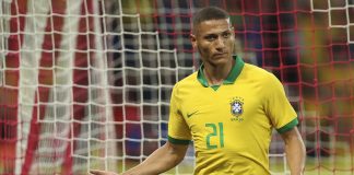 Richarlison of Brazil celebrates a scored goal during an International Friendly Match