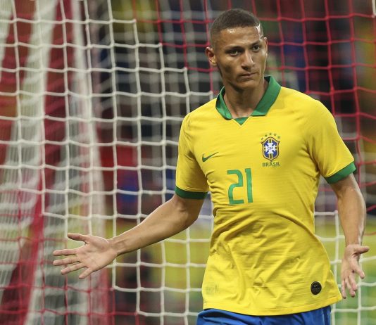 Richarlison of Brazil celebrates a scored goal during an International Friendly Match