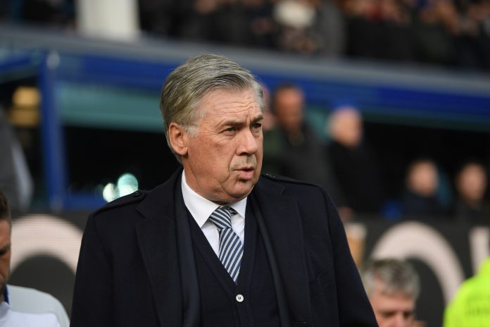 Everton manager Carlo Ancelotti during the Premier League match between Everton FC and Crystal Palace Everton manager Carlo Ancelotti during the Premier League match between Everton FC and Crystal Palace