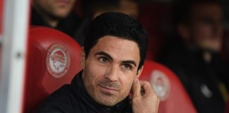 Arsenal manager Mikel Arteta before the UEFA Europa League round of 32 first leg match between Olympiacos FC and Arsenal FC