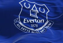 Everton FC flag waving.