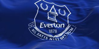 Everton FC flag waving.