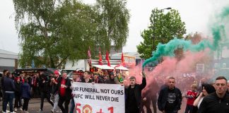 A protest in 2022 against the Glazers family outside Old Trafford in Manchester