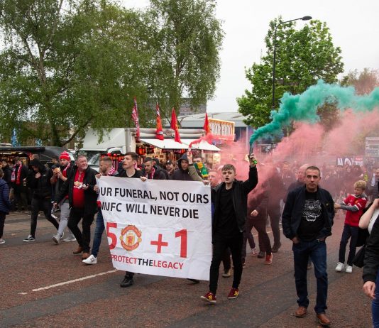 A protest in 2022 against the Glazers family outside Old Trafford in Manchester