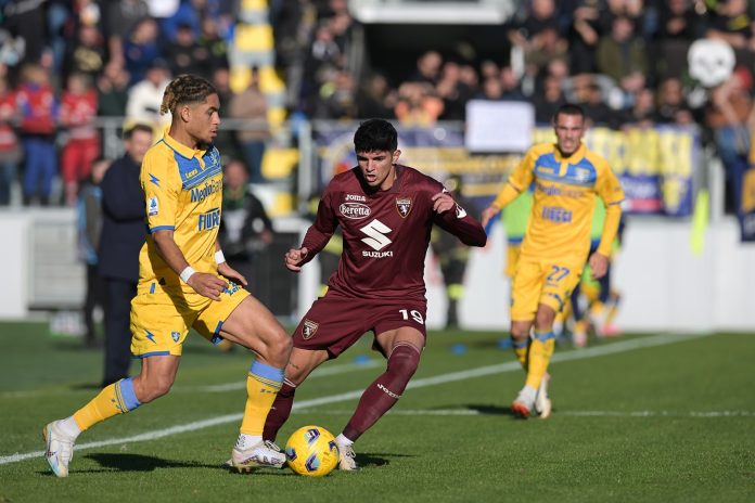 Frosinone ace Anthony Oyono and Torino defender Raoul Bellanova