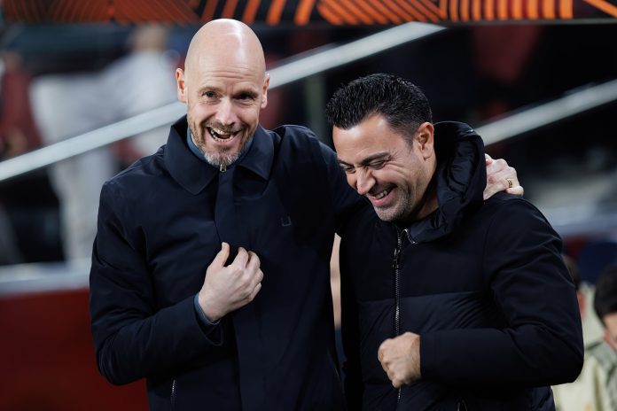 Manchester United manager Erik ten Hag and Barcelona coach Xavi